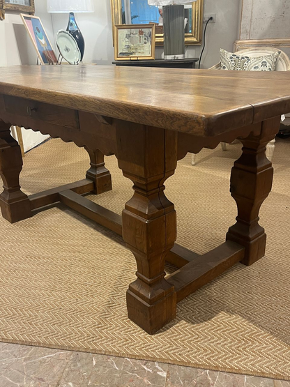 19th Century Oak Baroque Style Library Table