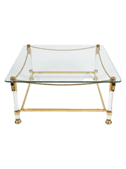 Italian Brass Rope and Tassel Coffee Table