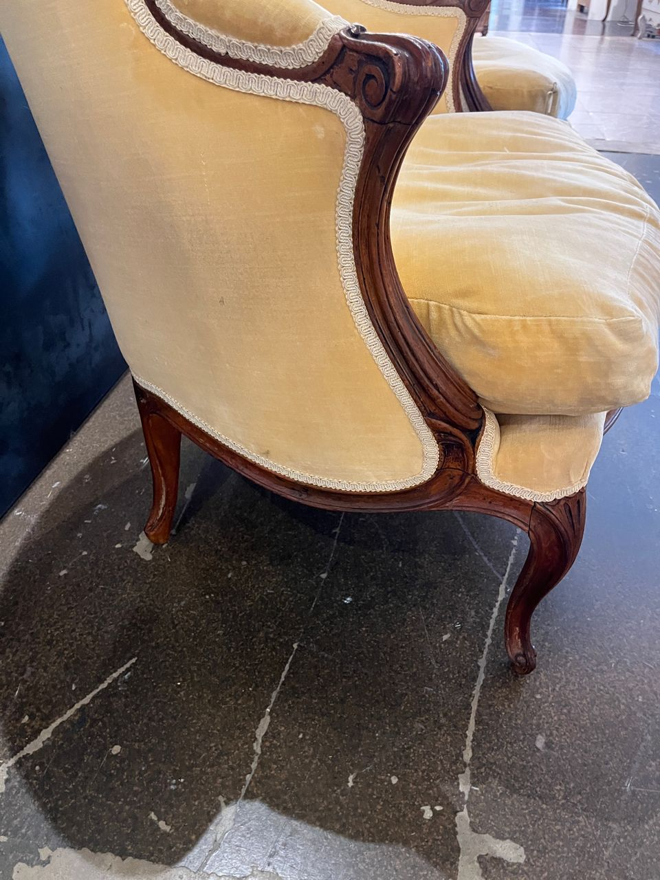 Pair of Louis XV French Bergere Armchairs