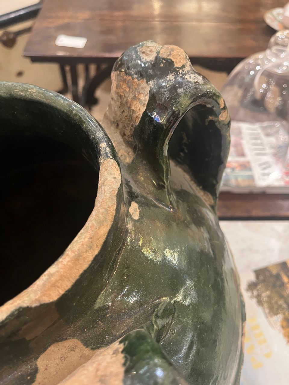 19th Century Large Green Terracotta Urn