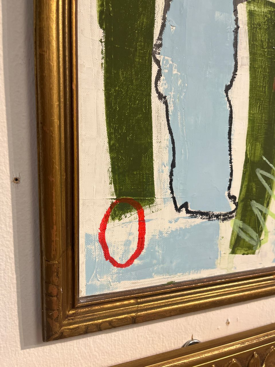 Original Modern Abstract Painting in Antique Frame