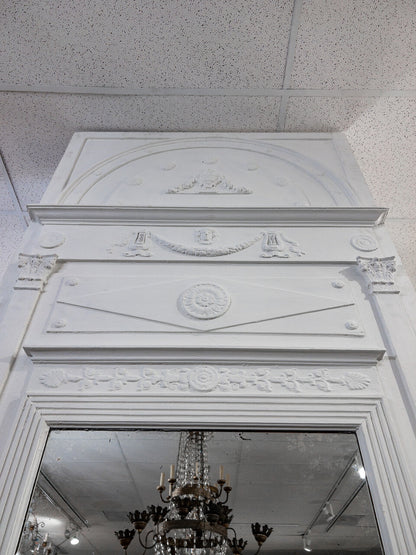 Louis XVI Style White Painted Trumeau Mirror