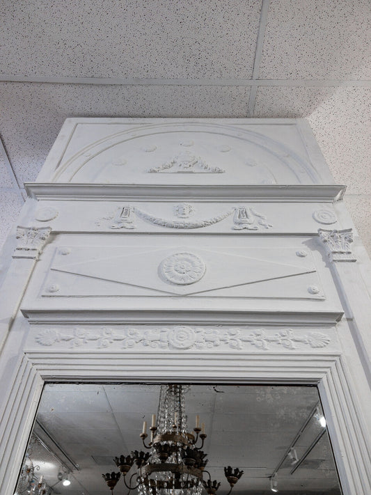 Louis XVI Style White Painted Trumeau Mirror