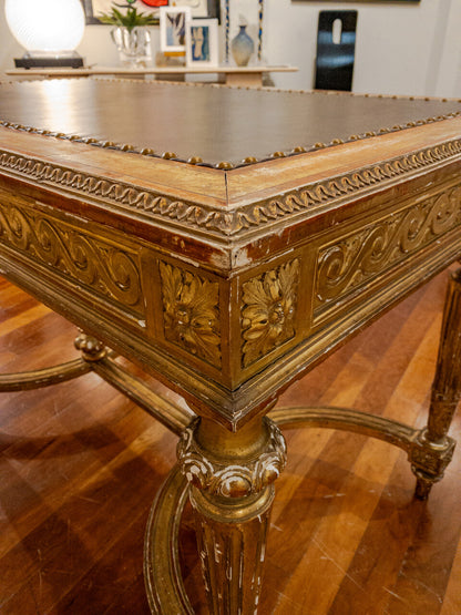 19th Century Empire Style Gold Leaf Library Table / Desk