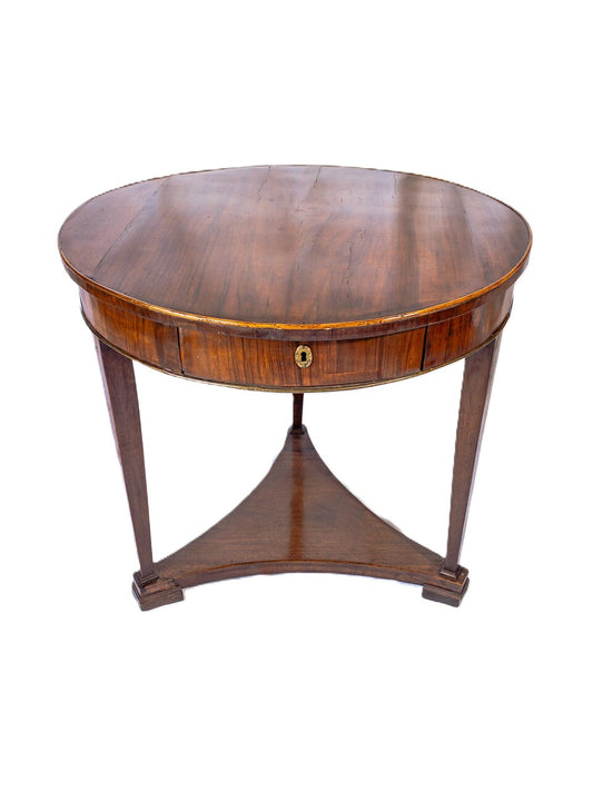19th Century Italian Gueridon Table With Trifold Base & Lock Drawer