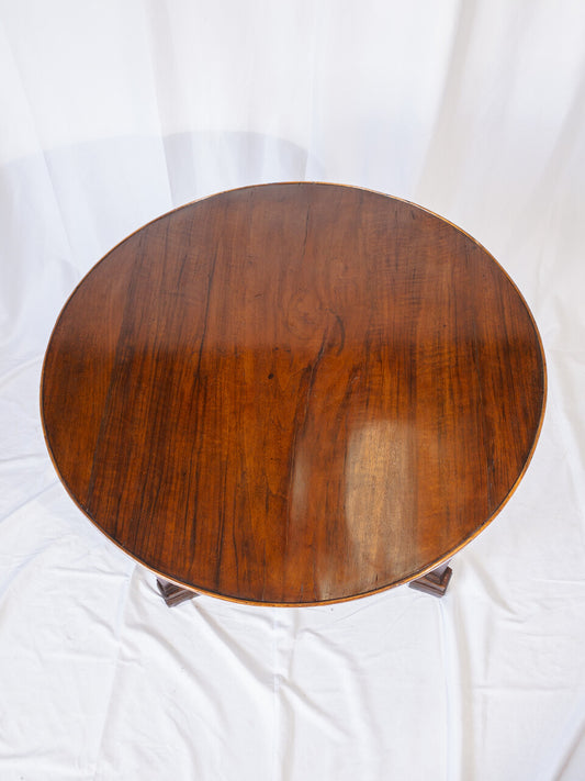 19th Century Italian Gueridon Table With Trifold Base & Lock Drawer