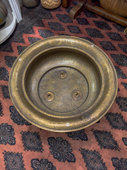 19th Century Spanish Brass Ball and Clawfoot Brazier / Table with Glass Top