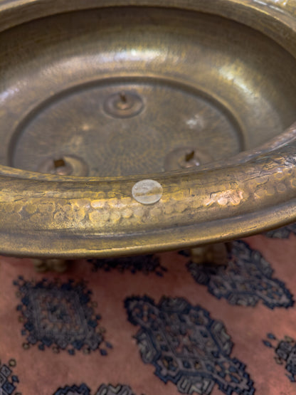 19th Century Spanish Brass Ball and Clawfoot Brazier / Table with Glass Top