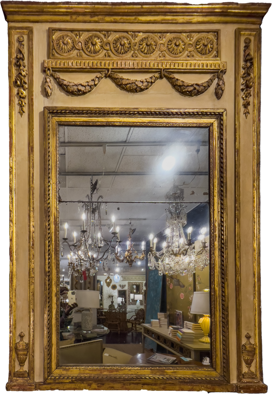Neo-Classical Carved Trumeau over Mantle Mirror