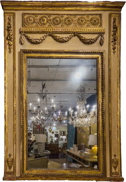 Neo-Classical Carved Trumeau over Mantle Mirror