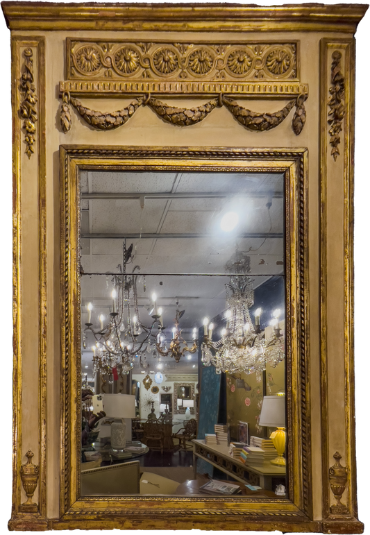 Neo-Classical Carved Trumeau over Mantle Mirror