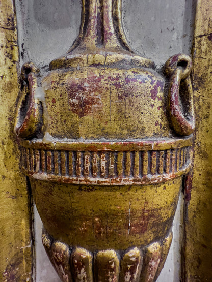 Neo-Classical Carved Trumeau over Mantle Mirror