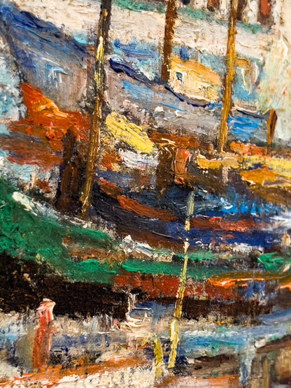 Mid Century French Oil on Canvas Entitled "Port of Nile"