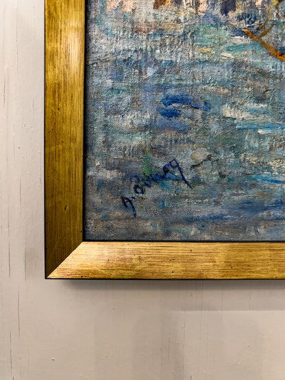Mid Century French Oil on Canvas Entitled "Port of Nile"