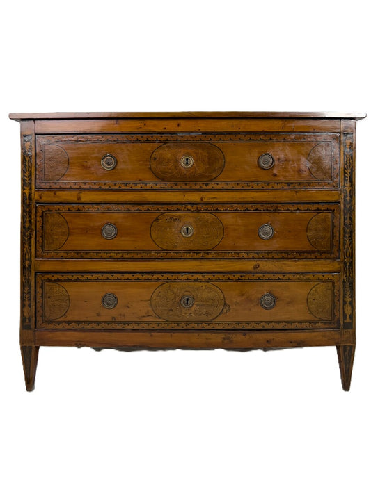 18th Century Fruitwood Italian Commode with Walnut Inlay