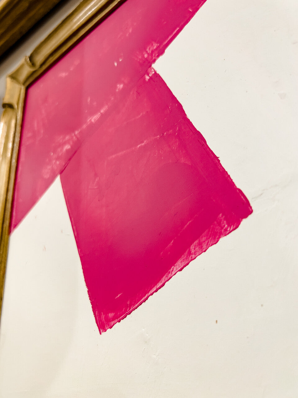 Original Modern Contemporary Pink and White Painting in Antique Gilt Frame