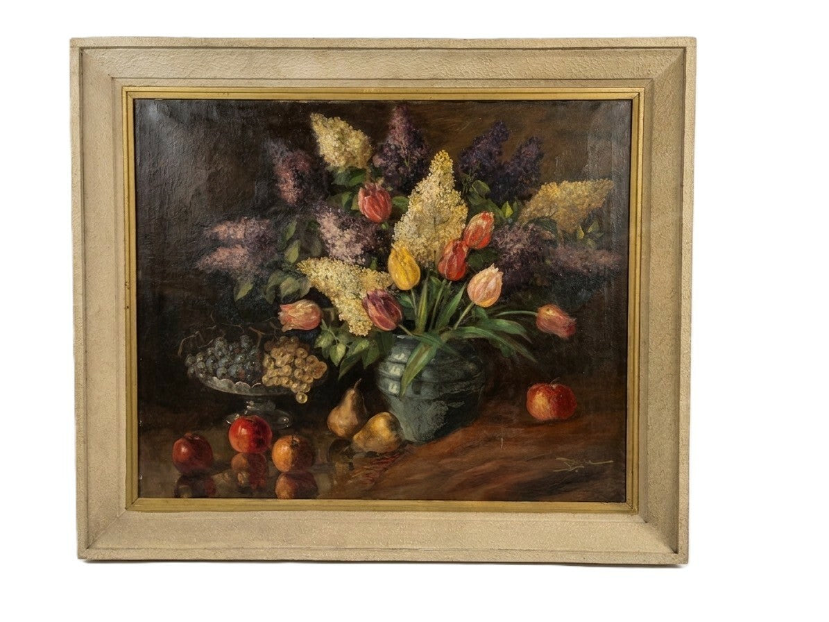 Large French Oil on Canvas Still Life
