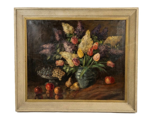 Large French Oil on Canvas Still Life