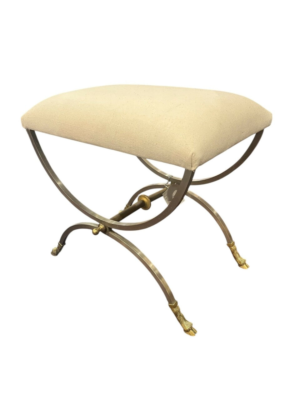Neoclassical Steel and Brass Stool