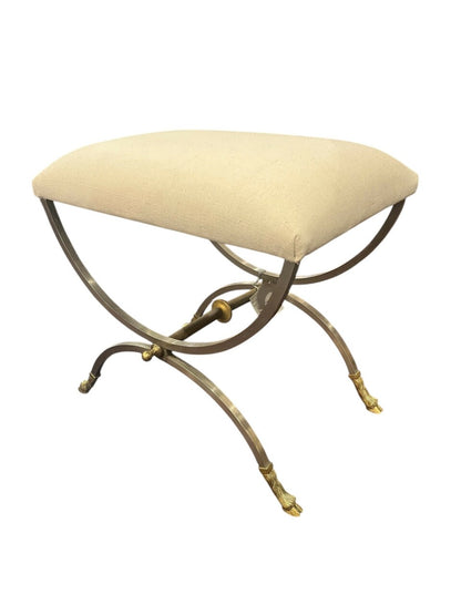Neoclassical Steel and Brass Stool