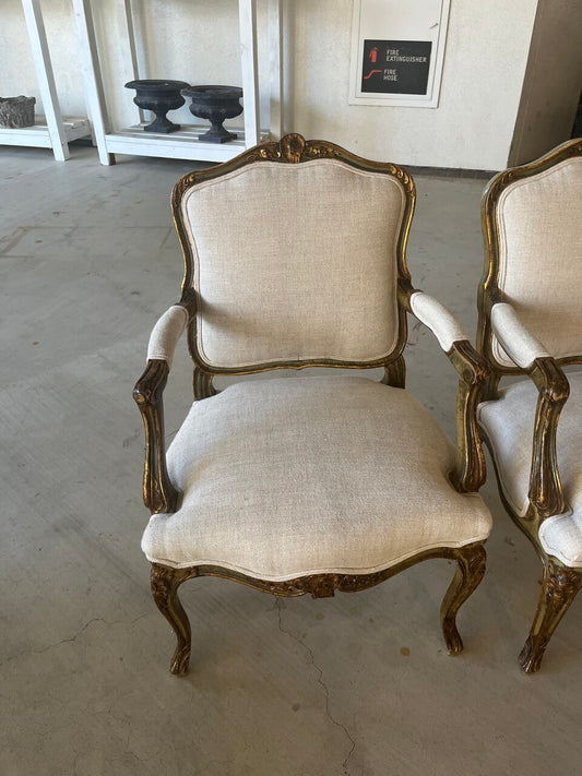 Pair 19th Century Italian Regency Armchairs
