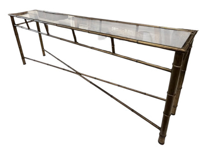 Long Brass Faux Bamboo Console Table