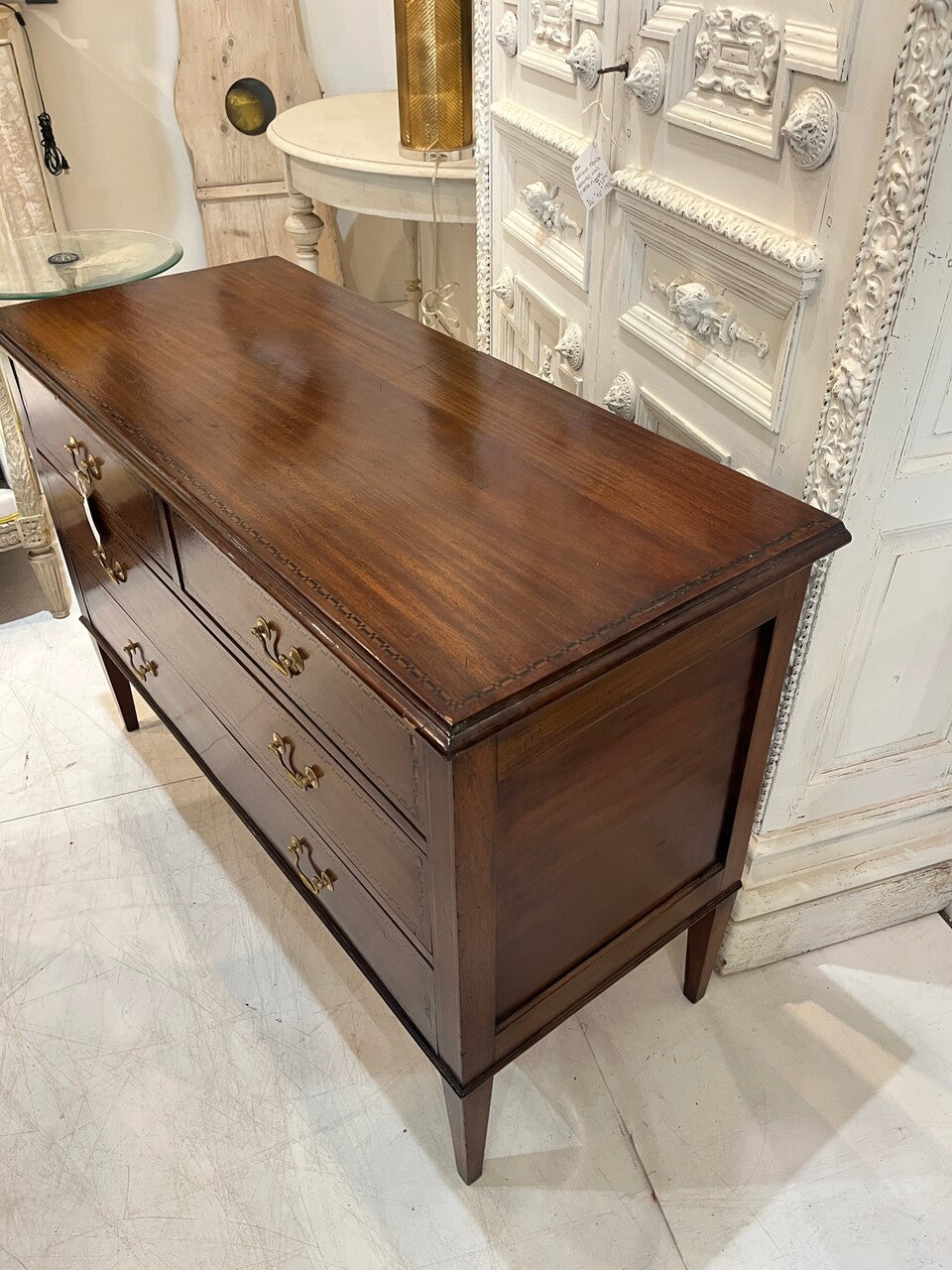 Louis XVI 4 Drawer Chest with Inlaid Accents