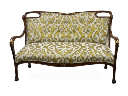 Art Nouveau Settee Refinished, Reupholstered