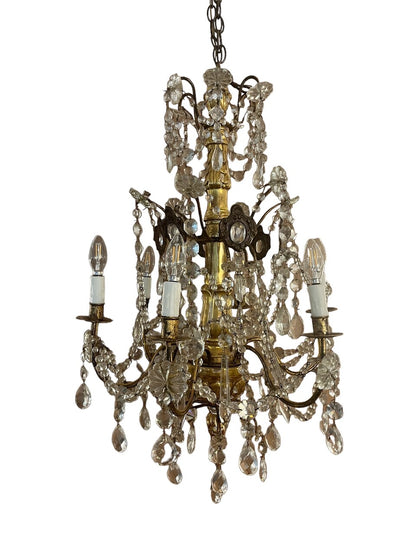 Louis XV Style Gilt French Crystal Chandelier