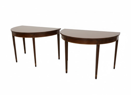 Pair of Mahogany George III Style Demilune Tables