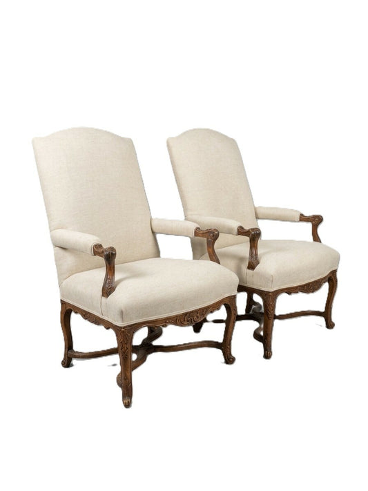 Pair 19th Century Louis XIV Fauteuls Armchairs