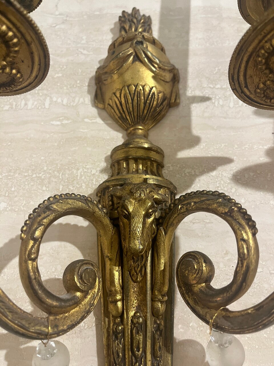 Pair 19th Century Gilt Bronze Neoclassical Sconces