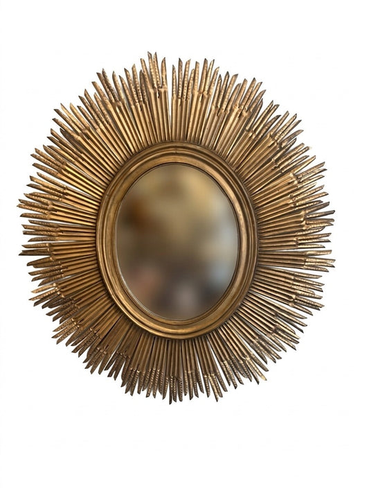 Large Italian Gilt Metal Sunburst Mirror