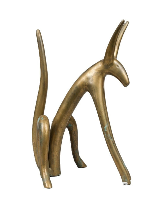 Seated Brass Dog Sculpture
