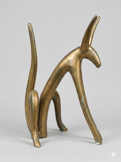 Seated Brass Dog Sculpture