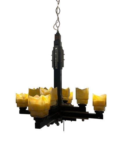 Art Deco Machine Age 8 Light Chandelier