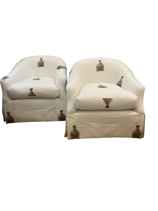 Pair Of Swivel Club Chairs