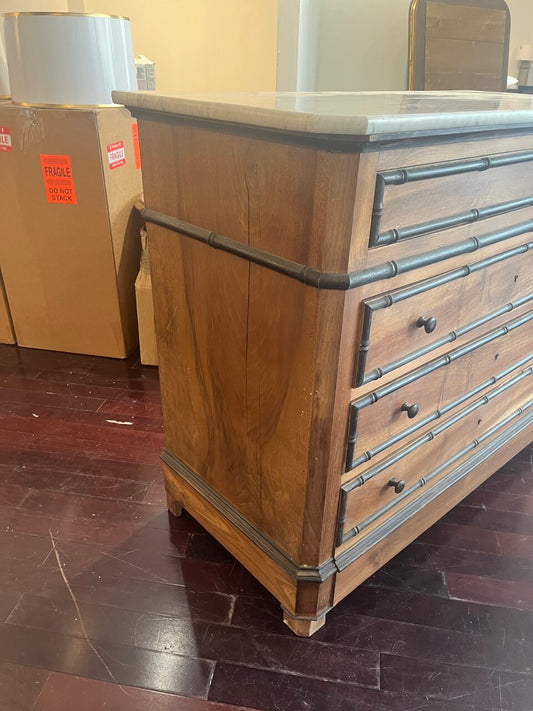 19th Century Faux Bamboo Chest with Marble Top