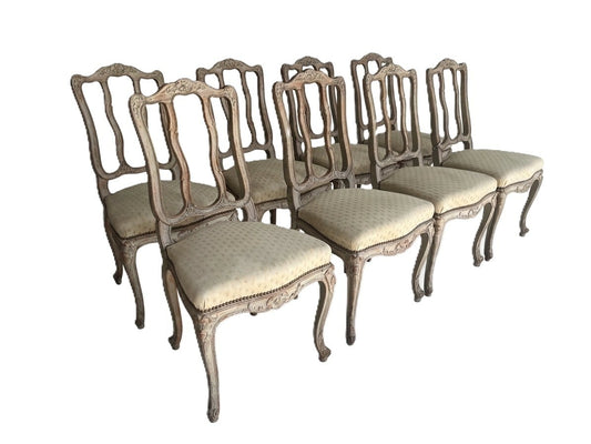 Set of 8 French Provencial Painted Dining Chairs
