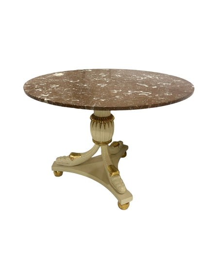Vintage Empire Style Gilt Pedestal Table with Rojo Marble