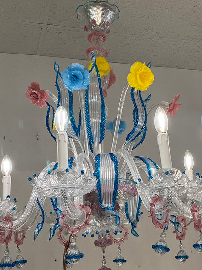 Elegant Multi Color Murano Italian Chandelier