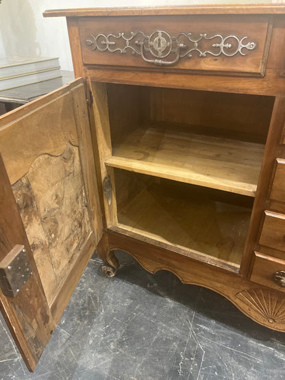 19th Century French Walnut Buffet with Burl Inlaid Doors