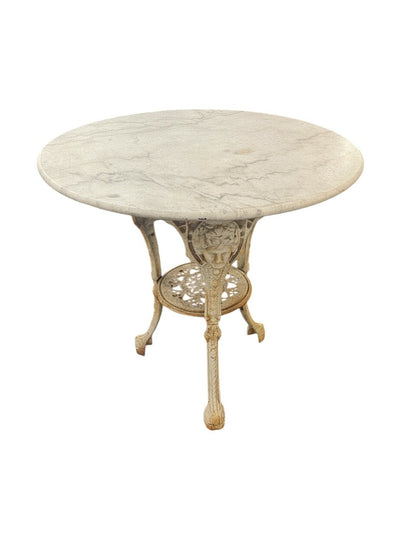 19th Century English Cast Iron Pub Table with Marble Top