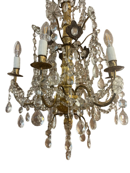 Louis XV Style Gilt French Crystal Chandelier