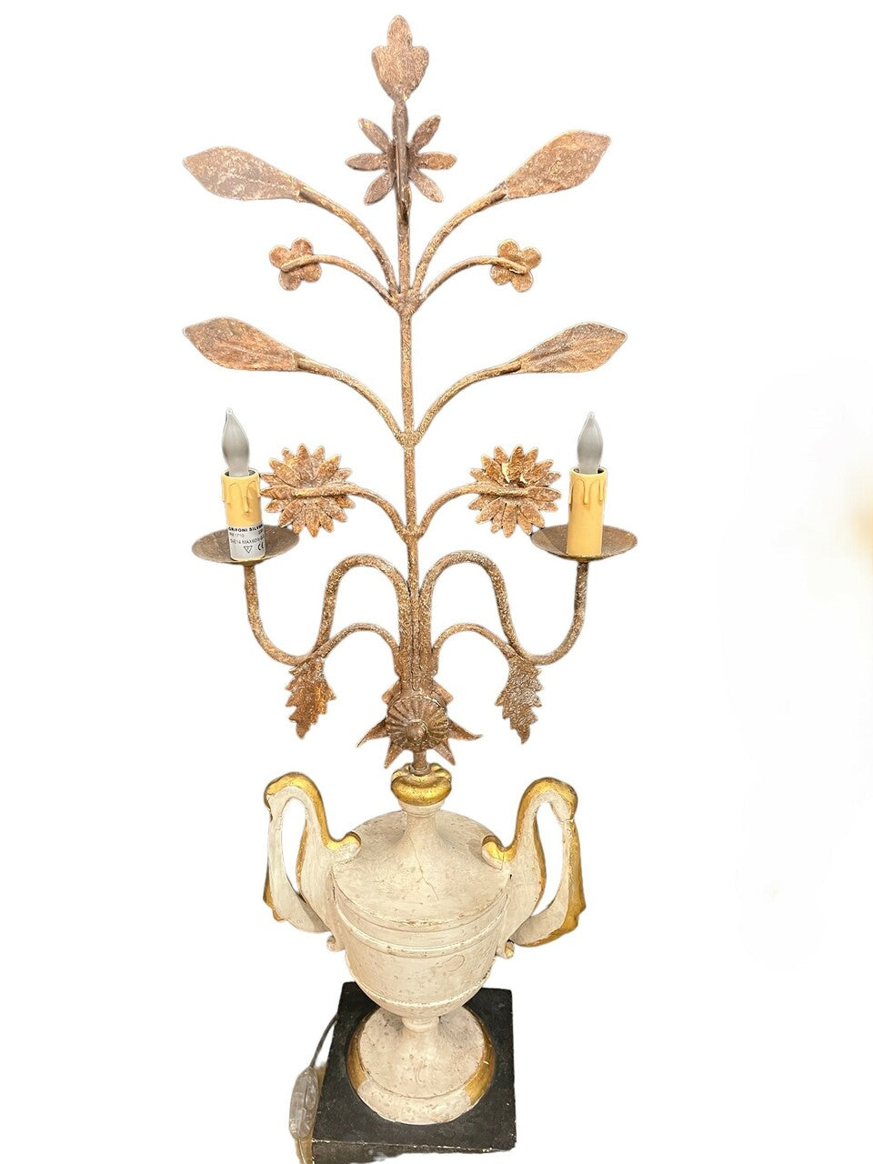 Pair of Italian Gilt Metal 2 light Candle Prickets