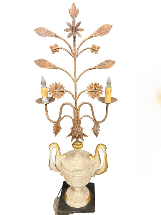 Pair of Italian Gilt Metal 2 light Candle Prickets