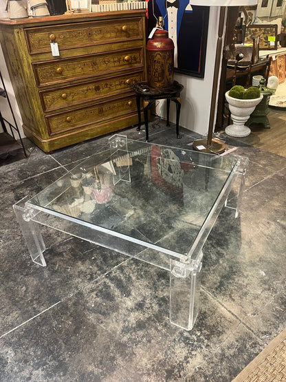 1970's Lucite Coffee Table with Glass Top