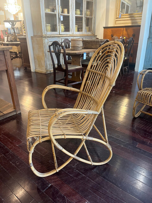 Pair of Mid Century Rattan Arm Chairs