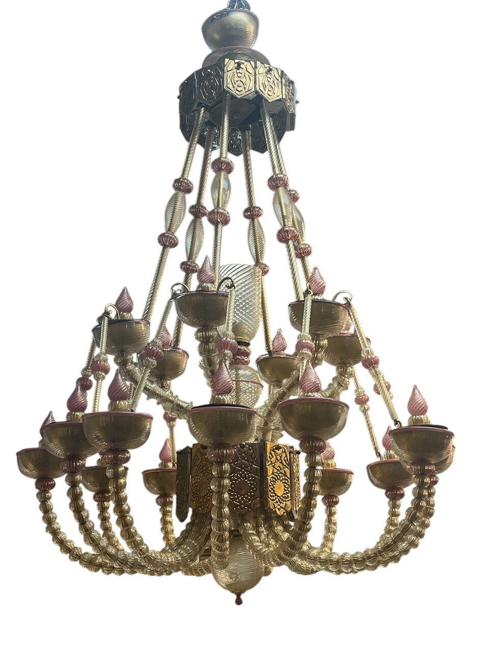 Fabulous Murano Pink and Gold Venetian Chandelier