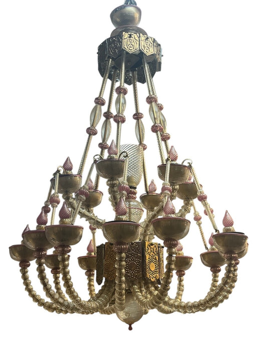 Fabulous Murano Pink and Gold Venetian Chandelier